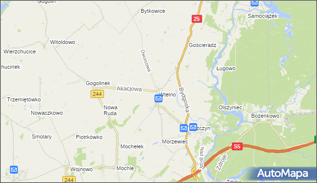 mapa Wtelno, Wtelno na mapie Targeo