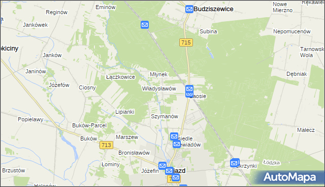 mapa Wykno gmina Ujazd, Wykno gmina Ujazd na mapie Targeo