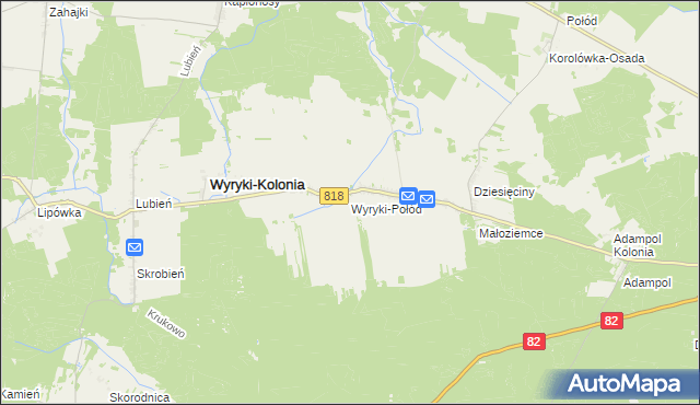 mapa Wyryki-Połód, Wyryki-Połód na mapie Targeo