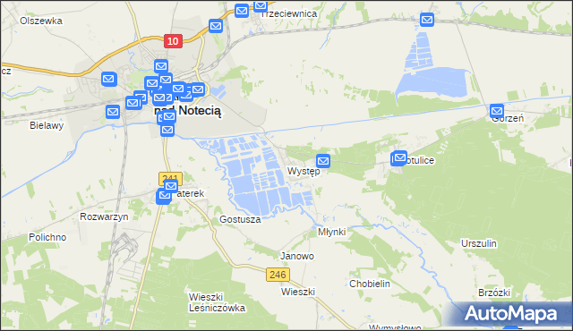 mapa Występ gmina Nakło nad Notecią, Występ gmina Nakło nad Notecią na mapie Targeo