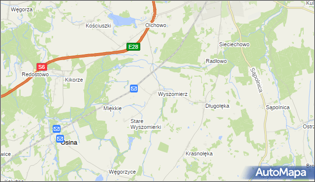 mapa Wyszomierz gmina Nowogard, Wyszomierz gmina Nowogard na mapie Targeo