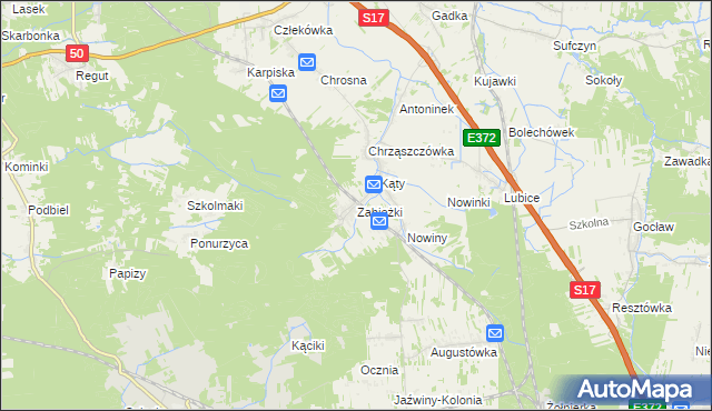 mapa Zabieżki, Zabieżki na mapie Targeo