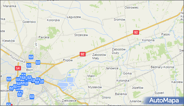 mapa Zabostów Mały, Zabostów Mały na mapie Targeo