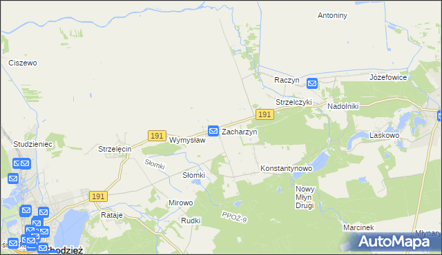 mapa Zacharzyn, Zacharzyn na mapie Targeo