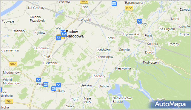mapa Zachwiejów, Zachwiejów na mapie Targeo