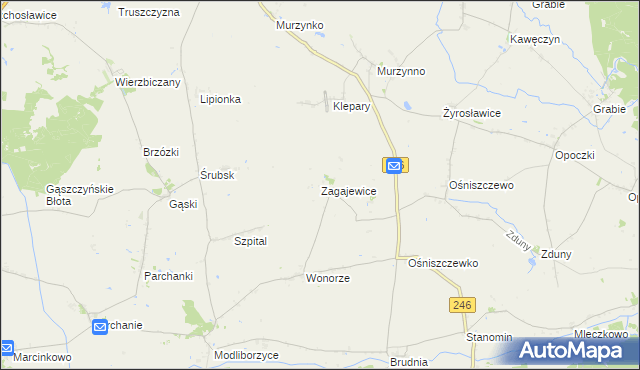 mapa Zagajewice gmina Dąbrowa Biskupia, Zagajewice gmina Dąbrowa Biskupia na mapie Targeo
