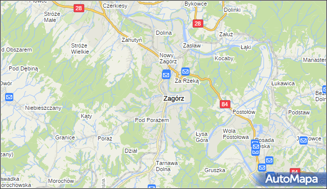 mapa Zagórz powiat sanocki, Zagórz powiat sanocki na mapie Targeo