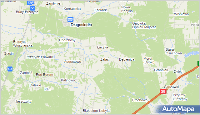 mapa Zalas gmina Długosiodło, Zalas gmina Długosiodło na mapie Targeo