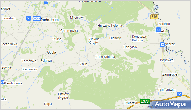 mapa Żalin-Kolonia, Żalin-Kolonia na mapie Targeo