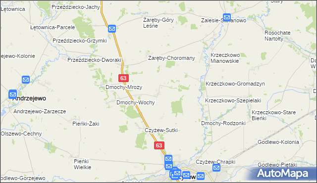mapa Zaręby-Bindugi, Zaręby-Bindugi na mapie Targeo
