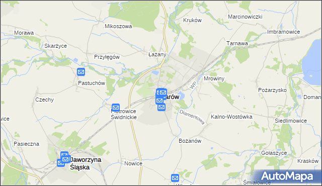 mapa Żarów powiat świdnicki, Żarów powiat świdnicki na mapie Targeo