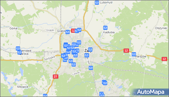 mapa Żary, Żary na mapie Targeo