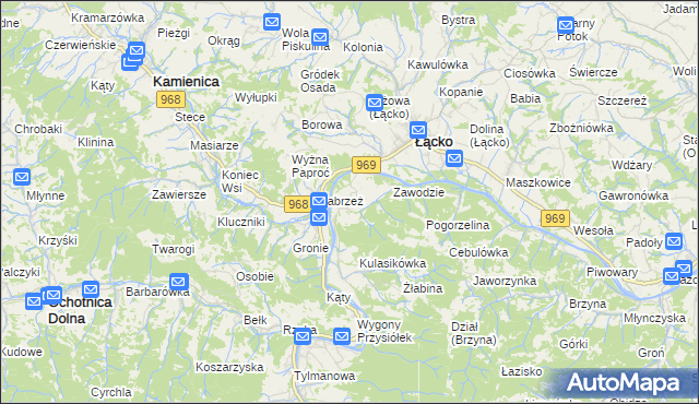 mapa Zarzecze gmina Łącko, Zarzecze gmina Łącko na mapie Targeo