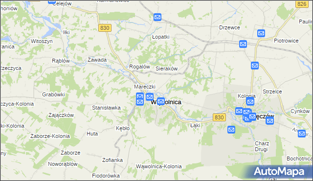 mapa Zarzeka gmina Wąwolnica, Zarzeka gmina Wąwolnica na mapie Targeo