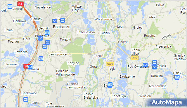 mapa Zasole, Zasole na mapie Targeo