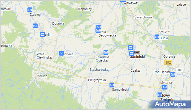 mapa Zawadka Osiecka, Zawadka Osiecka na mapie Targeo