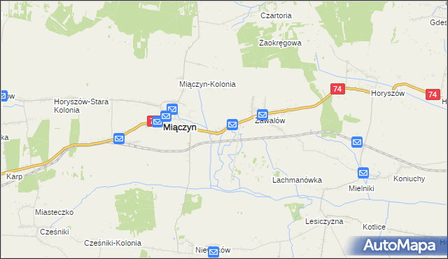 mapa Zawalów-Kolonia, Zawalów-Kolonia na mapie Targeo