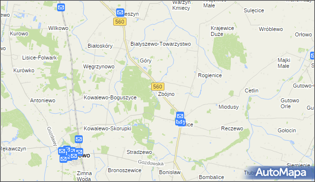 mapa Zbójno gmina Gozdowo, Zbójno gmina Gozdowo na mapie Targeo