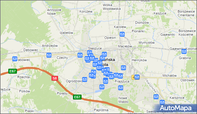 mapa Zduńska Wola, Zduńska Wola na mapie Targeo