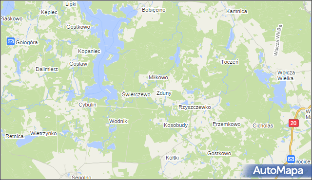 mapa Zduny gmina Biały Bór, Zduny gmina Biały Bór na mapie Targeo