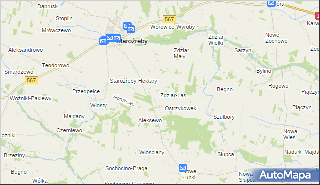 mapa Zdziar-Las, Zdziar-Las na mapie Targeo
