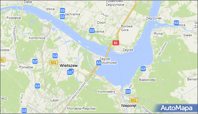 mapa Zegrze Południowe, Zegrze Południowe na mapie Targeo