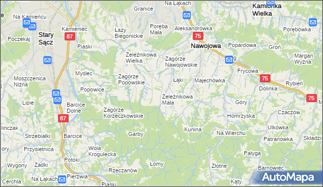 mapa Żeleźnikowa Mała, Żeleźnikowa Mała na mapie Targeo