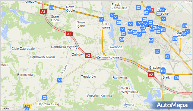 mapa Żelków-Kolonia, Żelków-Kolonia na mapie Targeo