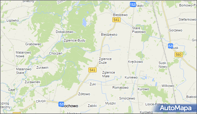 mapa Zglenice Duże, Zglenice Duże na mapie Targeo