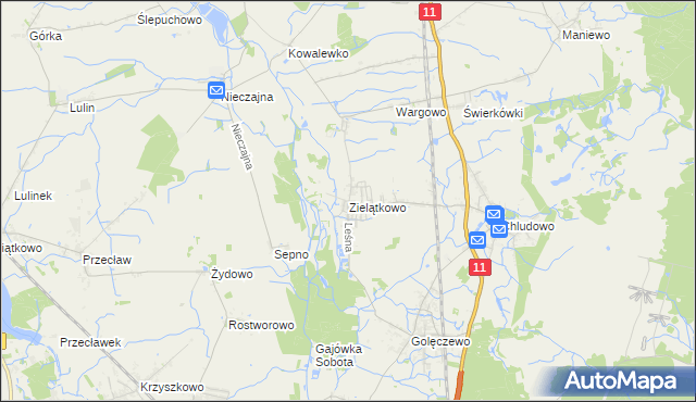 mapa Zielątkowo gmina Suchy Las, Zielątkowo gmina Suchy Las na mapie Targeo
