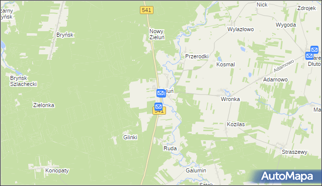mapa Zieluń-Osada, Zieluń-Osada na mapie Targeo