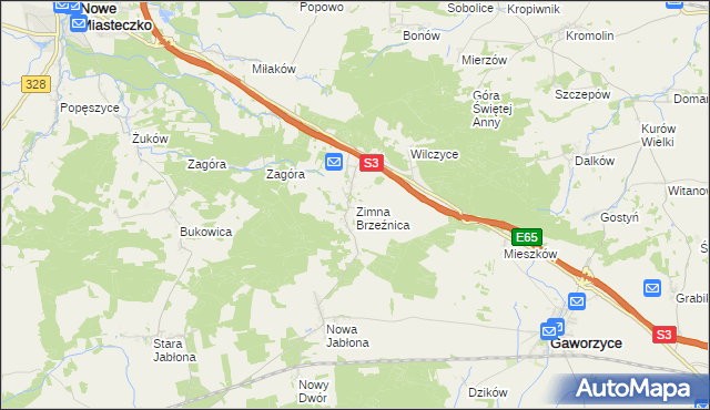 mapa Zimna Brzeźnica, Zimna Brzeźnica na mapie Targeo