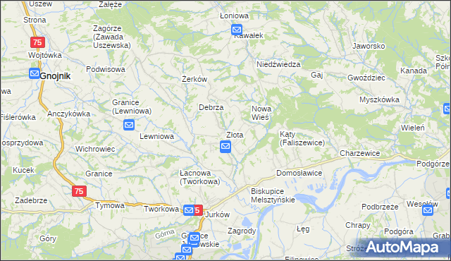 mapa Złota gmina Czchów, Złota gmina Czchów na mapie Targeo
