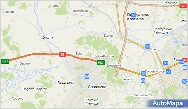 mapa Żółtki-Kolonia, Żółtki-Kolonia na mapie Targeo