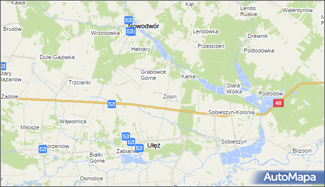 mapa Zosin gmina Ułęż, Zosin gmina Ułęż na mapie Targeo