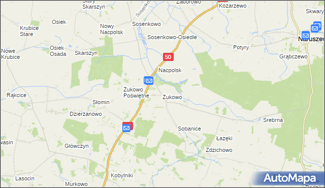 mapa Żukowo gmina Naruszewo, Żukowo gmina Naruszewo na mapie Targeo