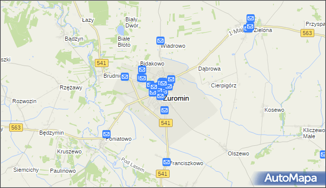 mapa Żuromin, Żuromin na mapie Targeo