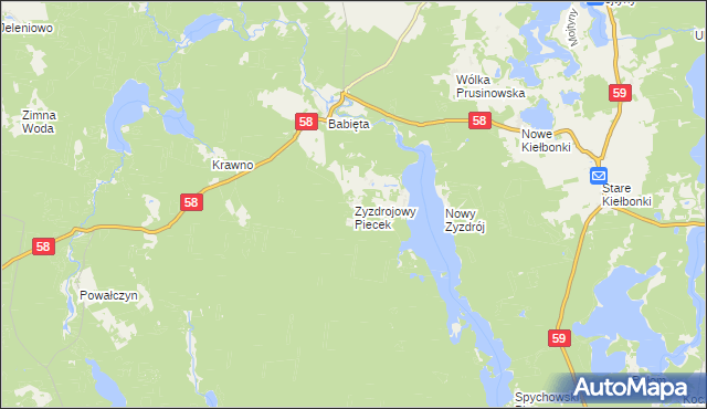 mapa Zyzdrojowy Piecek, Zyzdrojowy Piecek na mapie Targeo
