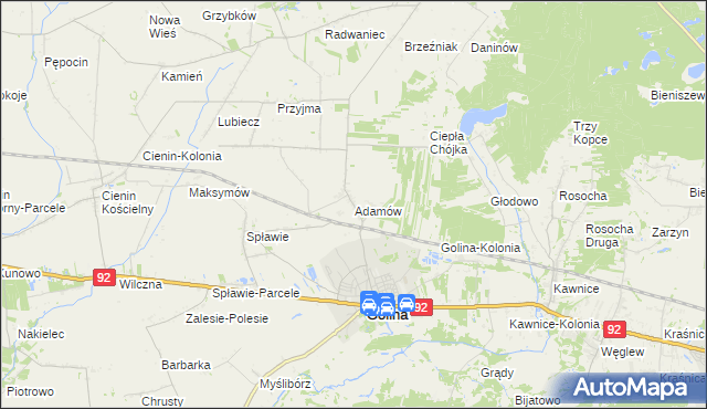 mapa Adamów gmina Golina, Adamów gmina Golina na mapie Targeo