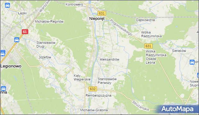 mapa Aleksandrów gmina Nieporęt, Aleksandrów gmina Nieporęt na mapie Targeo