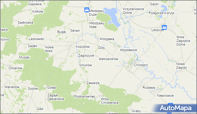 mapa Aleksandrów gmina Pińczów, Aleksandrów gmina Pińczów na mapie Targeo