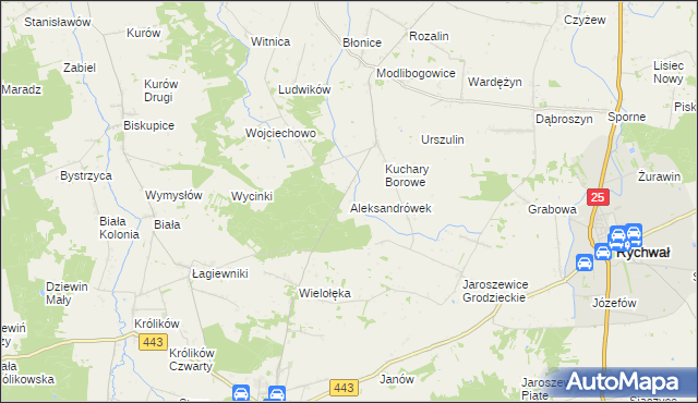 mapa Aleksandrówek gmina Grodziec, Aleksandrówek gmina Grodziec na mapie Targeo