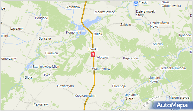 mapa Alojzów gmina Iłża, Alojzów gmina Iłża na mapie Targeo