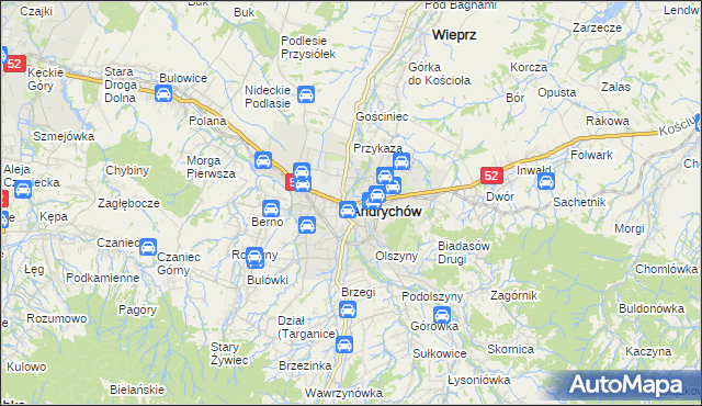 mapa Andrychów, Andrychów na mapie Targeo