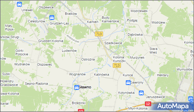 mapa Antoniówka gmina Sławno, Antoniówka gmina Sławno na mapie Targeo