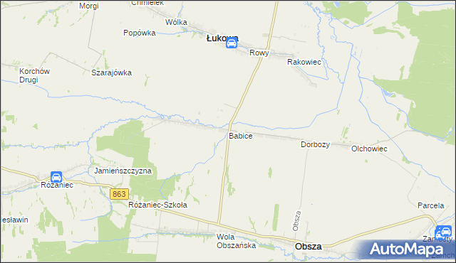 mapa Babice gmina Obsza, Babice gmina Obsza na mapie Targeo