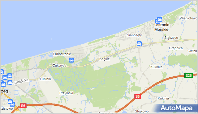 mapa Bagicz, Bagicz na mapie Targeo