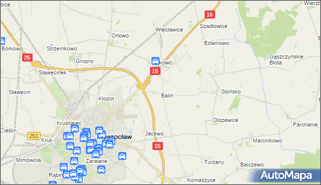 mapa Balin gmina Inowrocław, Balin gmina Inowrocław na mapie Targeo