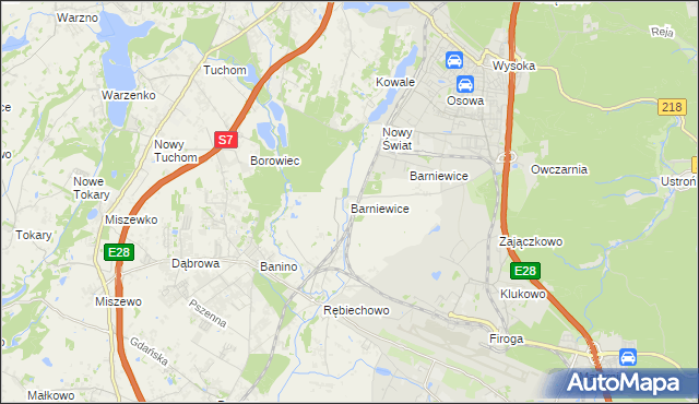 mapa Barniewice, Barniewice na mapie Targeo