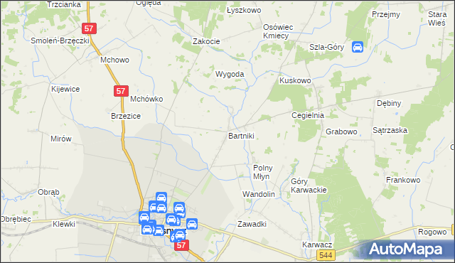 mapa Bartniki gmina Przasnysz, Bartniki gmina Przasnysz na mapie Targeo